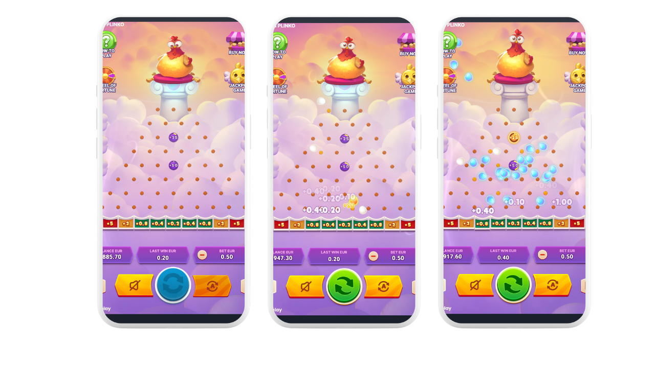 Chicken Plinko 25x and 50x Bumper meters collected by the non-breaking Golden Egg